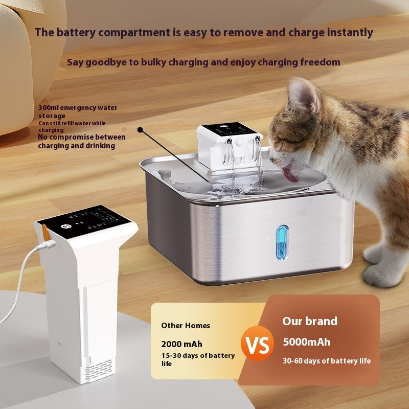 Wireless Stainless Steel Cat Fountain for Happy Hydration