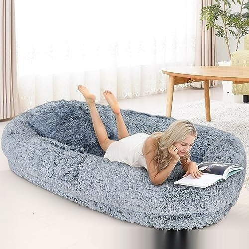 Cozy Queen Bed Plush Sofa for You and Your Dog