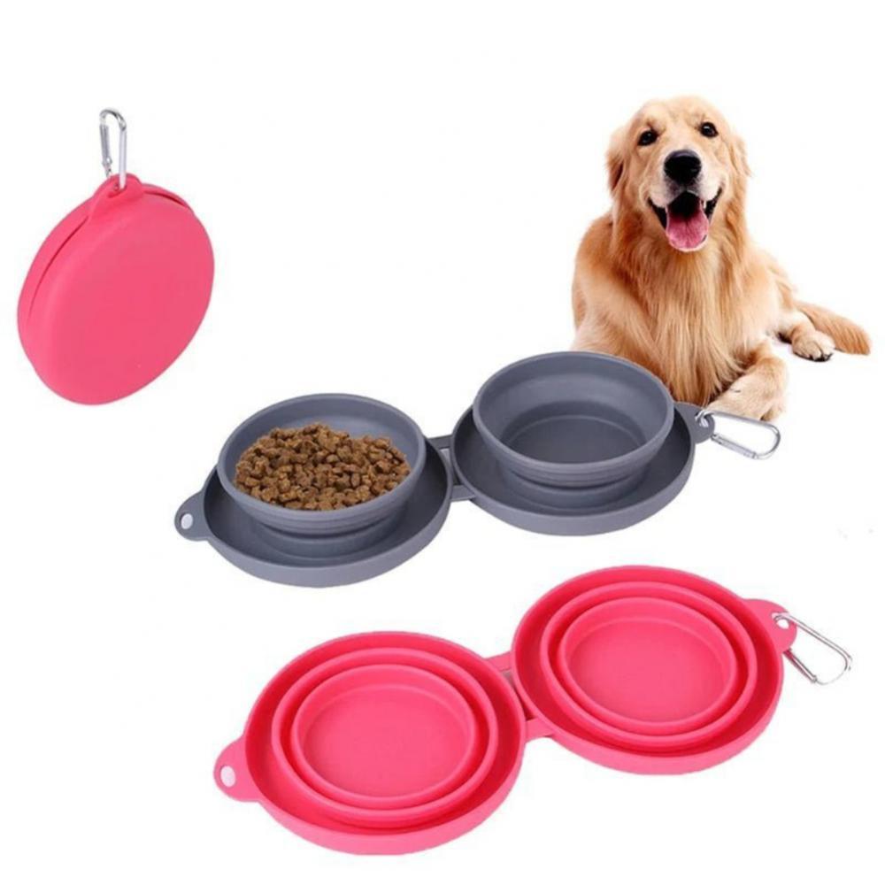 Portable Foldable Pet Bowl Duo for Mess-Free Mealtime