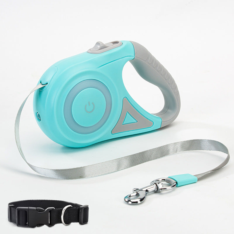 Retractable Dog Leash with Collar and Safety Spotlight