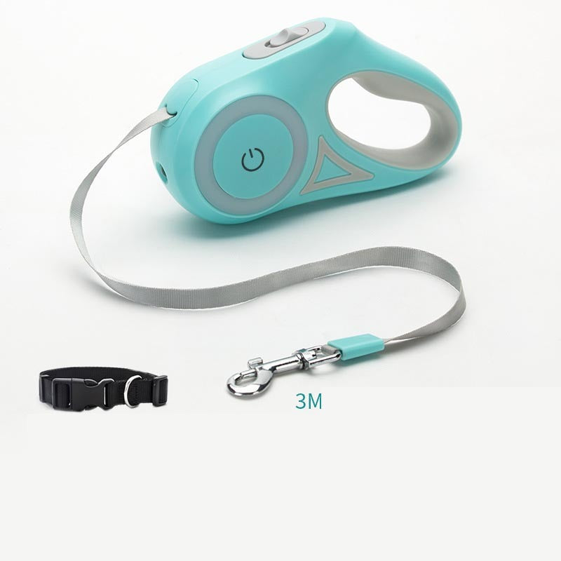 Retractable Dog Leash with Collar and Safety Spotlight