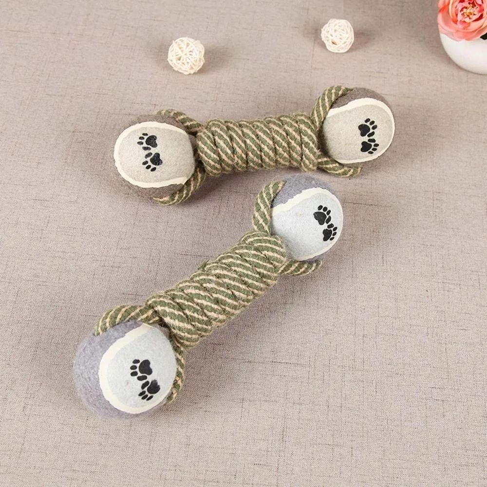 Interactive Rope and Tennis Ball Toy for Playful Pets