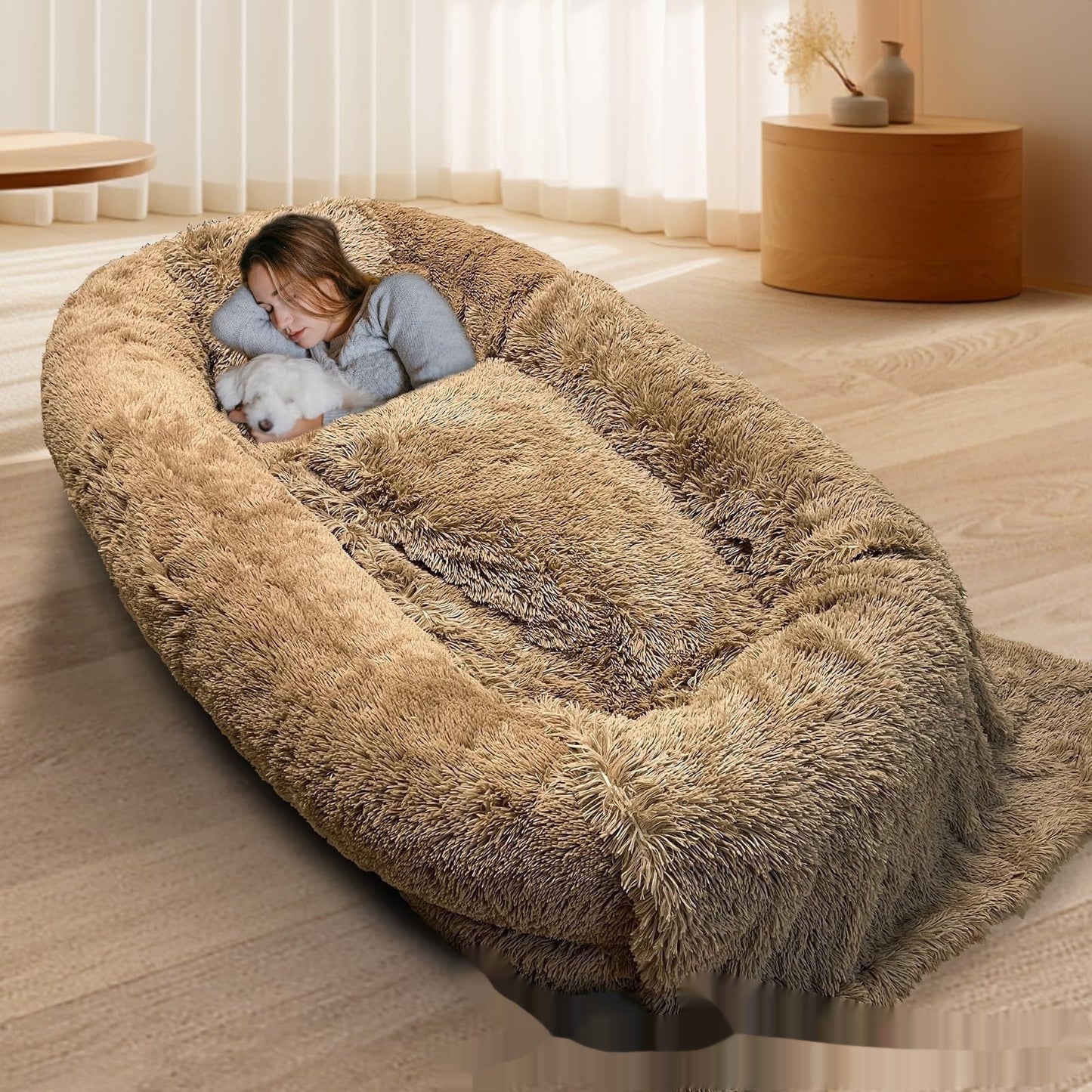 Cozy Queen Bed Plush Sofa for You and Your Dog