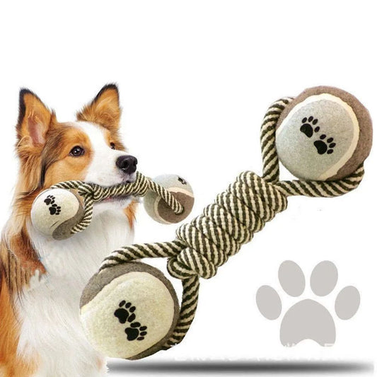 Interactive Rope and Tennis Ball Toy for Playful Pets