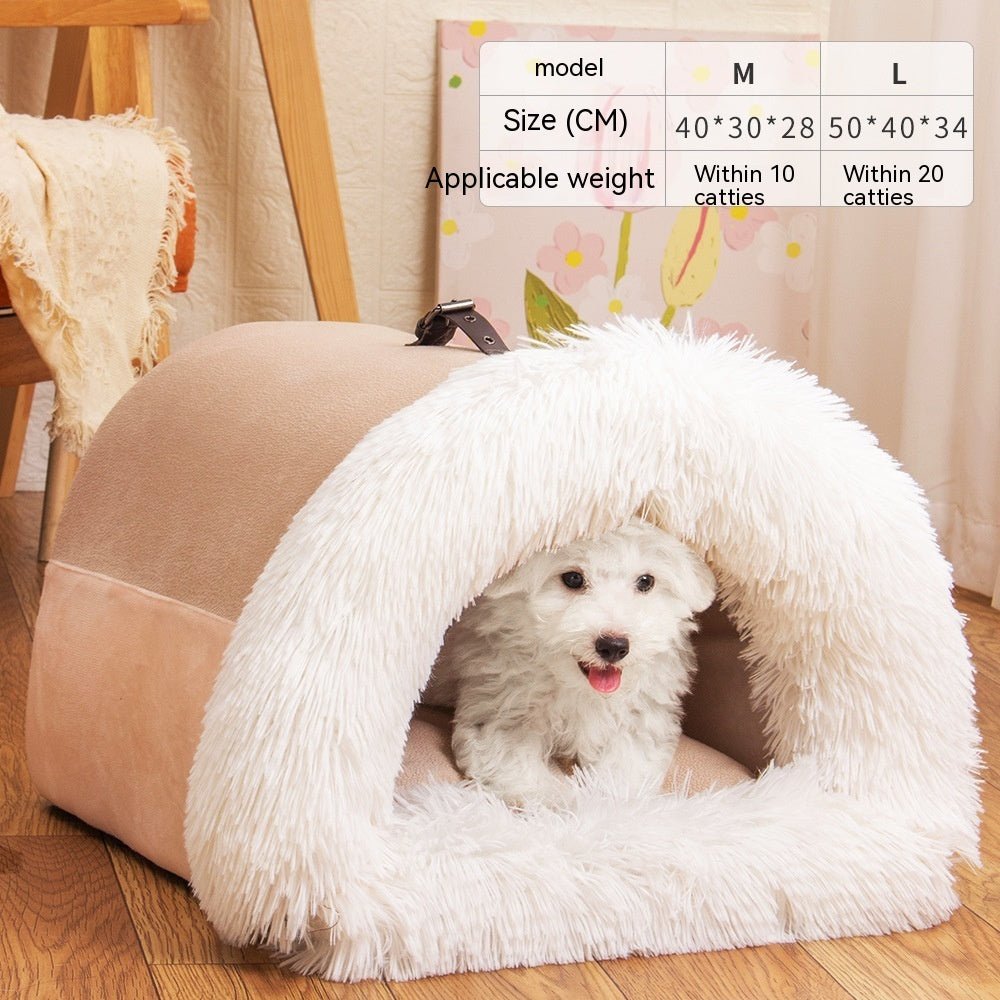 Warm Pet Nest – Soft Long-Fur Winter Bed