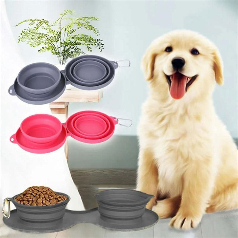 Portable Foldable Pet Bowl Duo for Mess-Free Mealtime