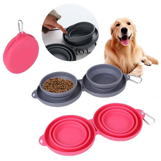 Portable Foldable Pet Bowl Duo for Mess-Free Mealtime