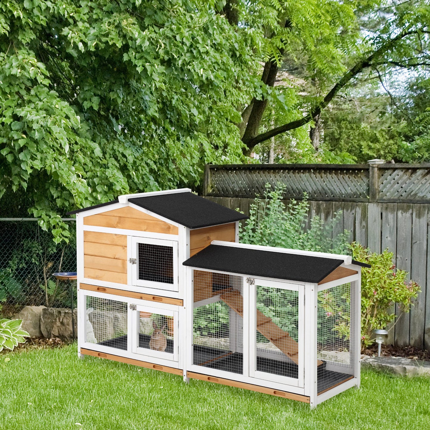 Cozy Two-Storey Rabbit Hut with Ramp for Happy Bunnies