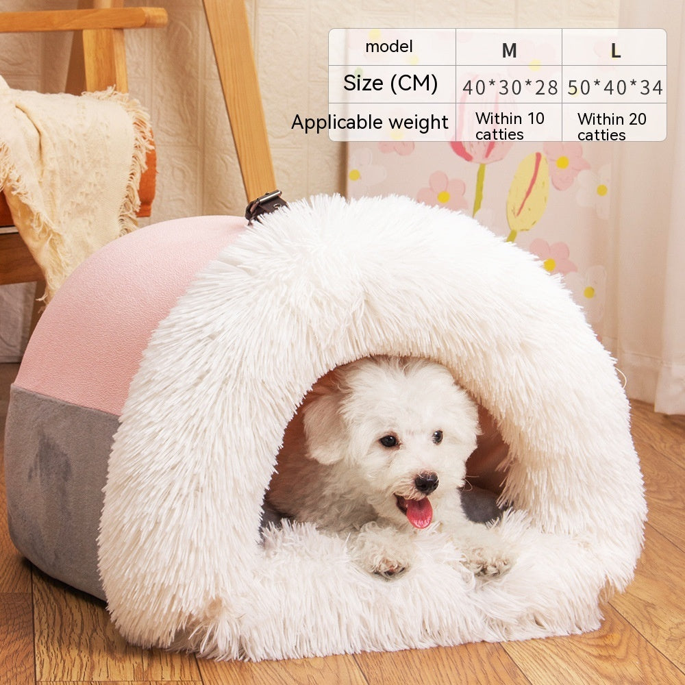 Warm Pet Nest – Soft Long-Fur Winter Bed