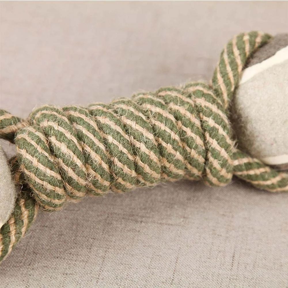 Interactive Rope and Tennis Ball Toy for Playful Pets