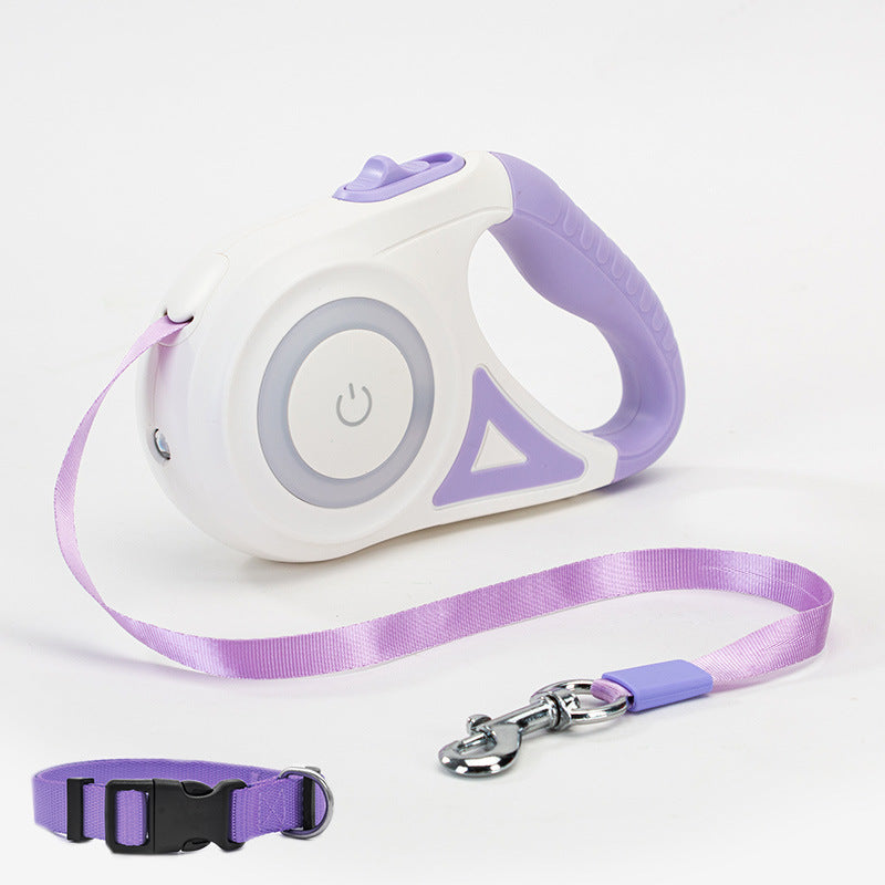 Retractable Dog Leash with Collar and Safety Spotlight