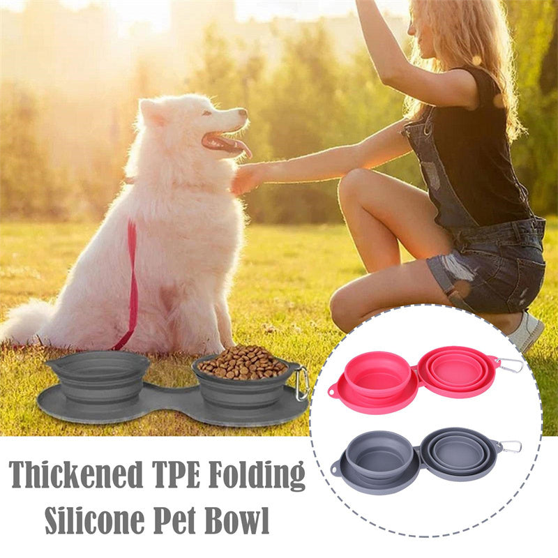 Portable Foldable Pet Bowl Duo for Mess-Free Mealtime