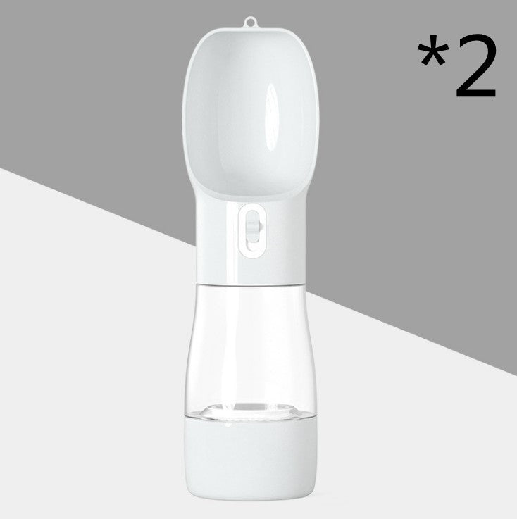 White pet water bottle with clear base on a gray background