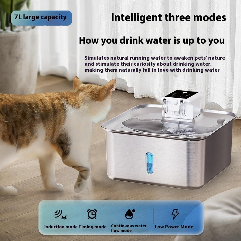 Wireless Stainless Steel Cat Fountain for Happy Hydration