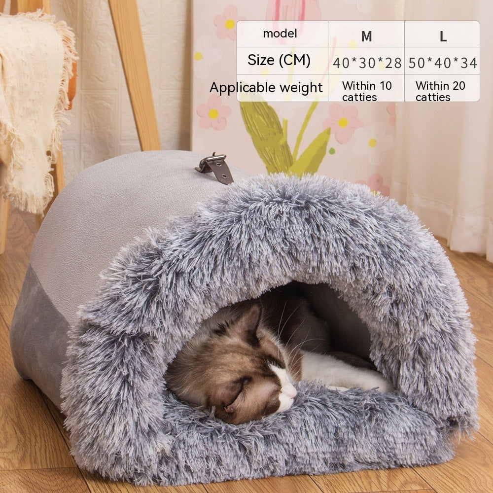 Warm Pet Nest – Soft Long-Fur Winter Bed